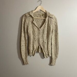 BKE Tan Cable Knit Cardigan Sweater